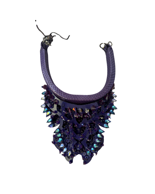 Roberto Cavalli Purple Snakeskin Statement Necklace