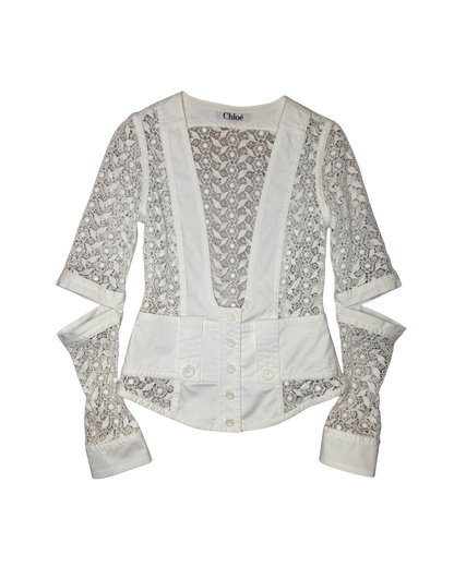Chloé White Lace Cutout Jacket