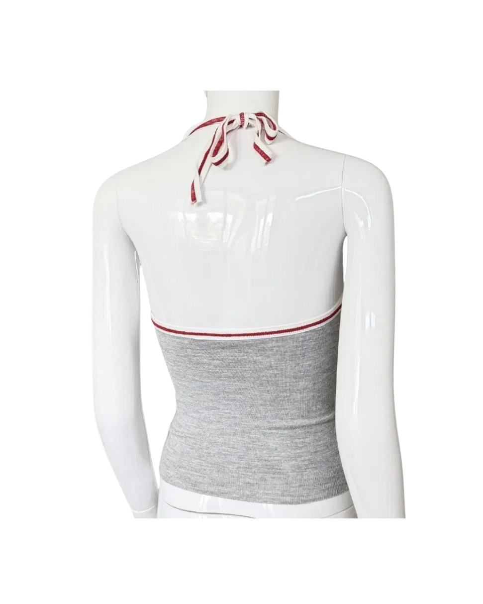 Dsquared² “Rebel” Knit Halter Top w/ Built-in Bra