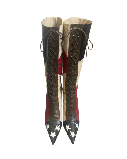 Moschino International Flag Star Tipped Boots