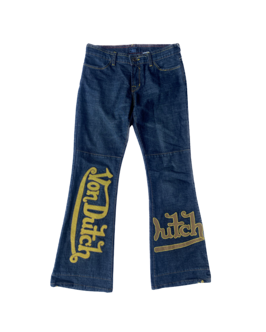 Von Dutch Embroidered Yellow Logo Jeans