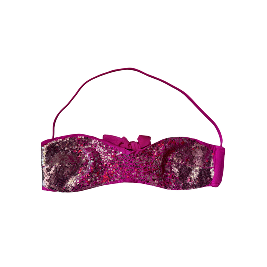 La Perla Pink Sequin Halter Bikini Top