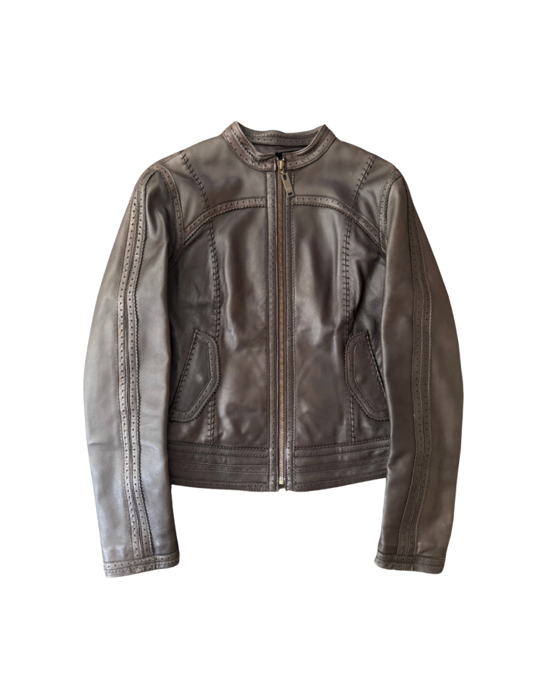 Moschino Jeans Brown Leather Jacket