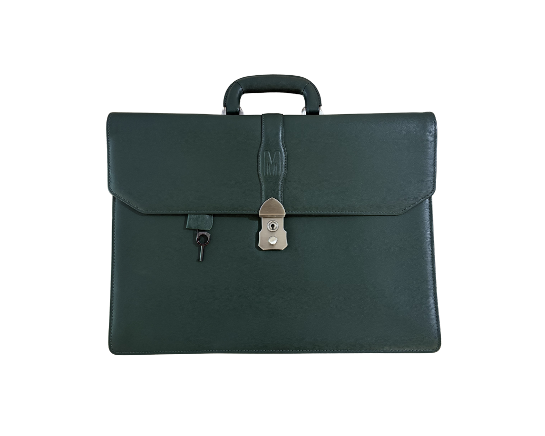 Moschino Green Leather Briefcase