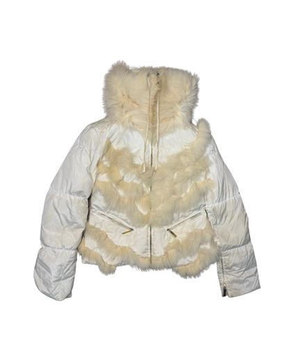 Roberto Cavalli Cream Fur Puffer Coat