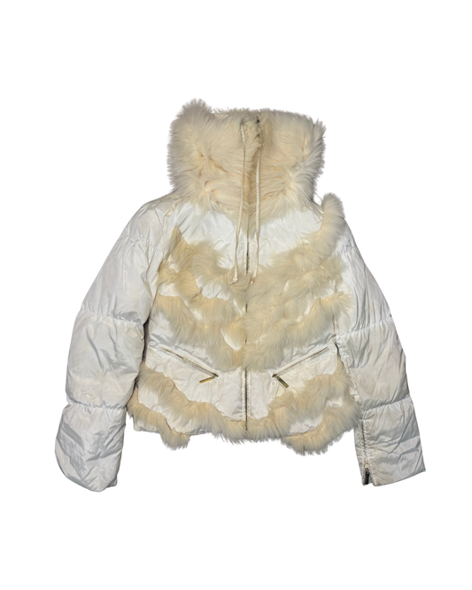 Roberto Cavalli Cream Fur Puffer Coat