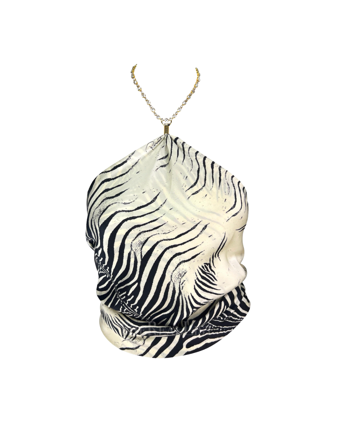 Roberto Cavalli Zebra Halter Top w/ Swarovski Crystals