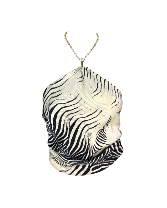 Roberto Cavalli Zebra Halter Top w/ Swarovski Crystals
