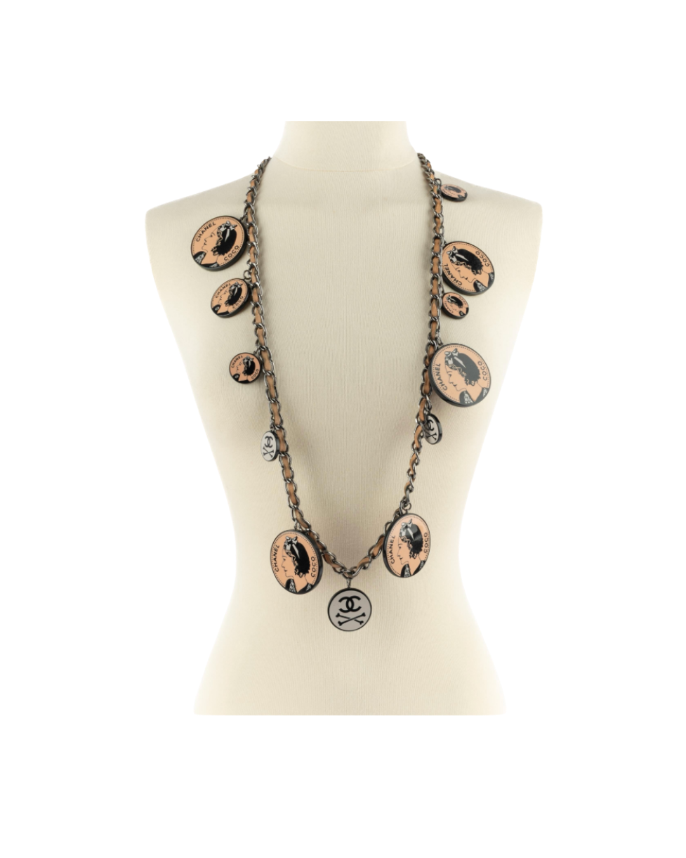 Chanel Pink Skull & Crossbones Charm Necklace/Belt