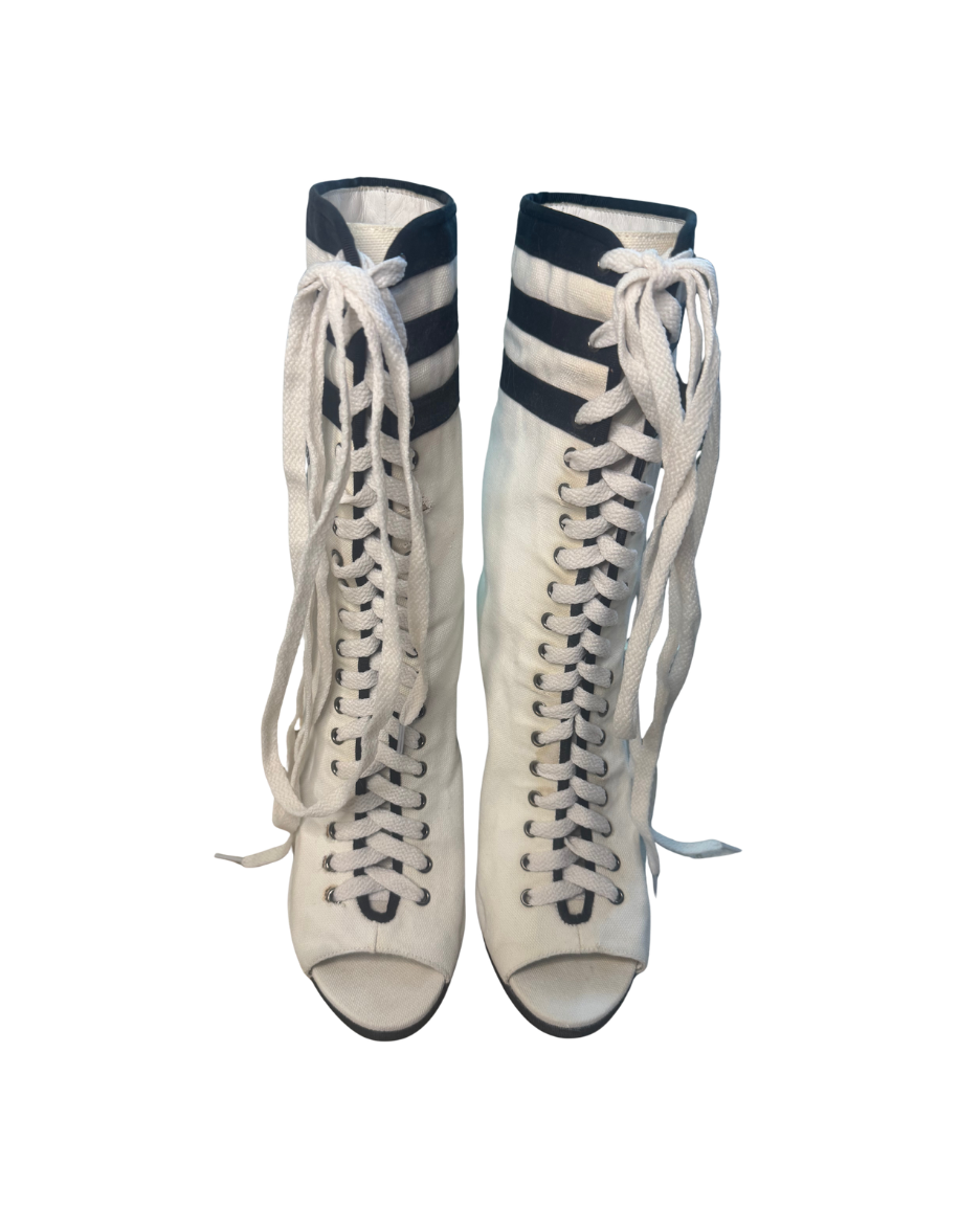 Chanel Cruise White Open-Toed Sneaker Boots