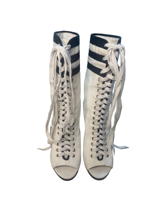 Chanel Cruise White Open-Toed Sneaker Boots