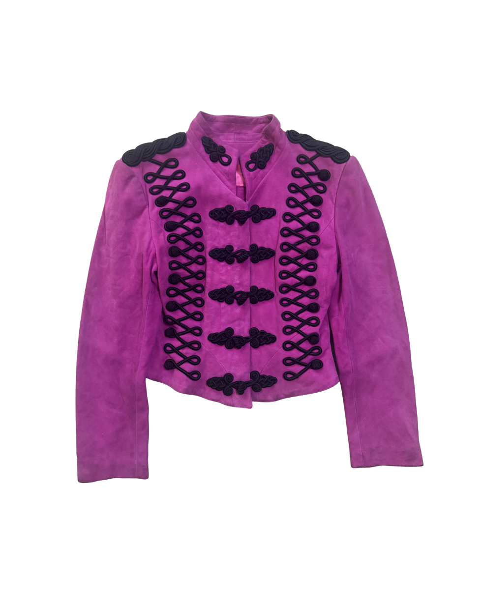 Jean Claude Jitrois Pink Lamb Leather Military Style Jacket
