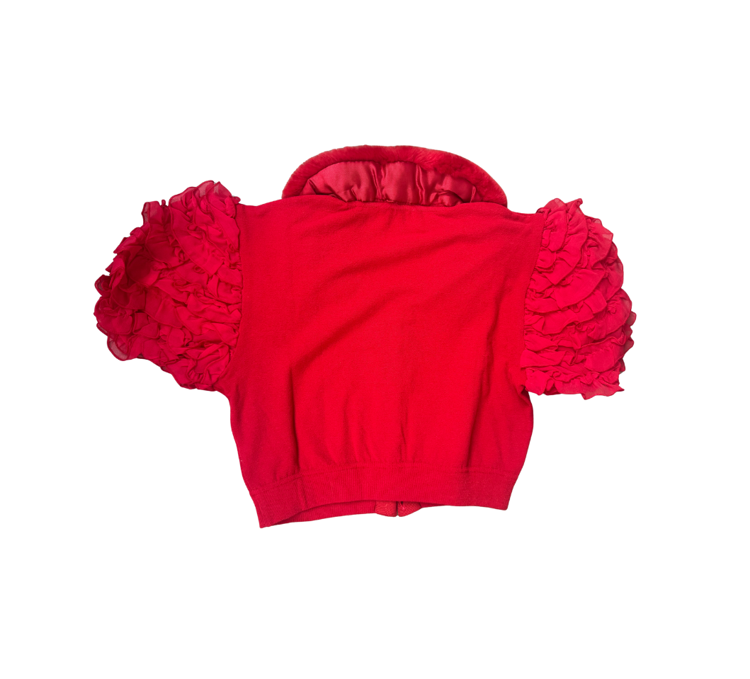 Blugirl by Blumarine Rabbit Fur Cropped Cardigan