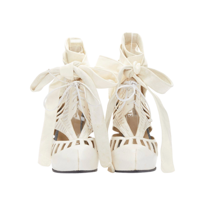 Rodarte x Nicholas Kirkwood White Structural Melted Wax Tie Heels