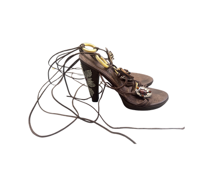 Emanuel Ungaro Embellished Lace Up Heels