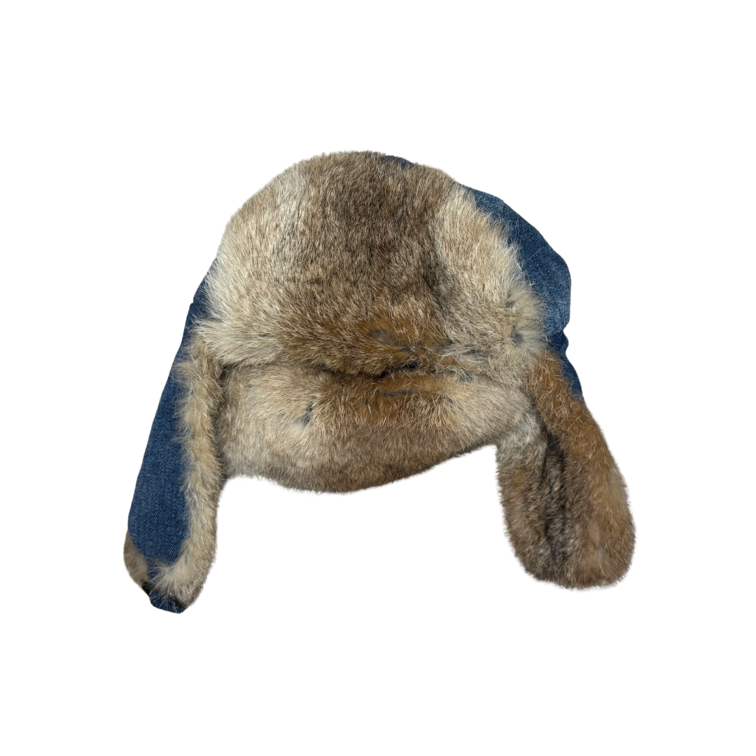 Dolce & Gabbana Rabbit Fur Denim Flight Cap