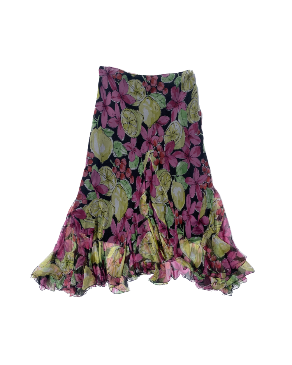 Blumarine Flowy Lemon Floral Skirt