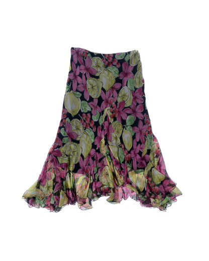 Blumarine Flowy Lemon Floral Skirt