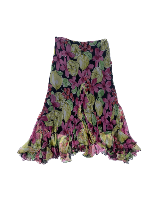 Blumarine Flowy Lemon Floral Skirt