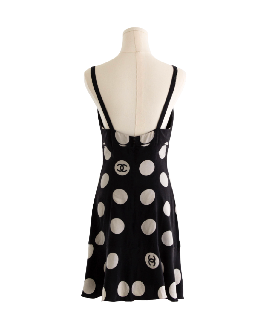 Chanel Polka Dot Logo Mini Dress