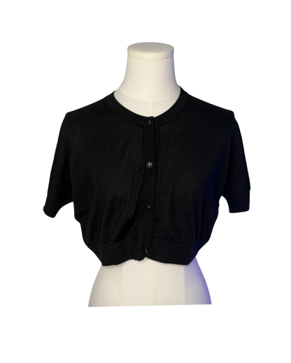 Dolce & Gabbana Black Cropped Short Sleeve Cardigan