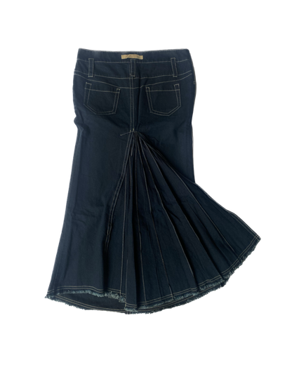 Jean Paul Gaultier Denim Pleated Back Maxi Skirt