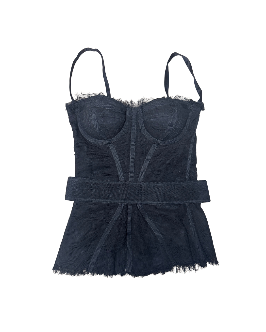 Dolce & Gabbana Padded Black Banded Bustier Top
