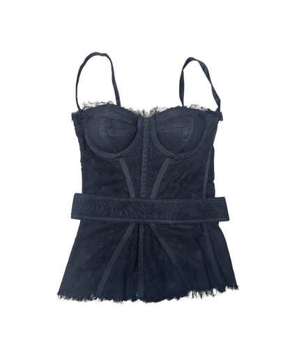Dolce & Gabbana Padded Black Banded Bustier Top