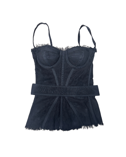 Dolce & Gabbana Padded Black Banded Bustier Top