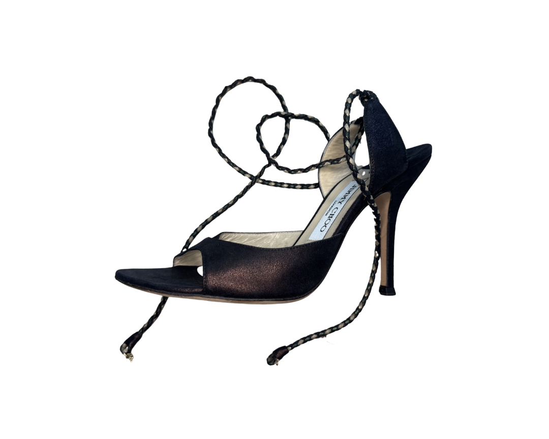 Jimmy Choo Brown Metallic Ankle Wrap Sandals