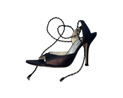 Jimmy Choo Brown Metallic Ankle Wrap Sandals