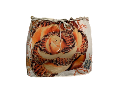 Roberto Cavalli Coral Rose Print Mini Wrap Skirt