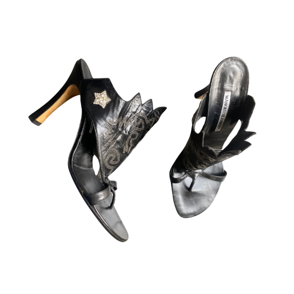 Manolo Blahnik Western Gladiator Mule Heels