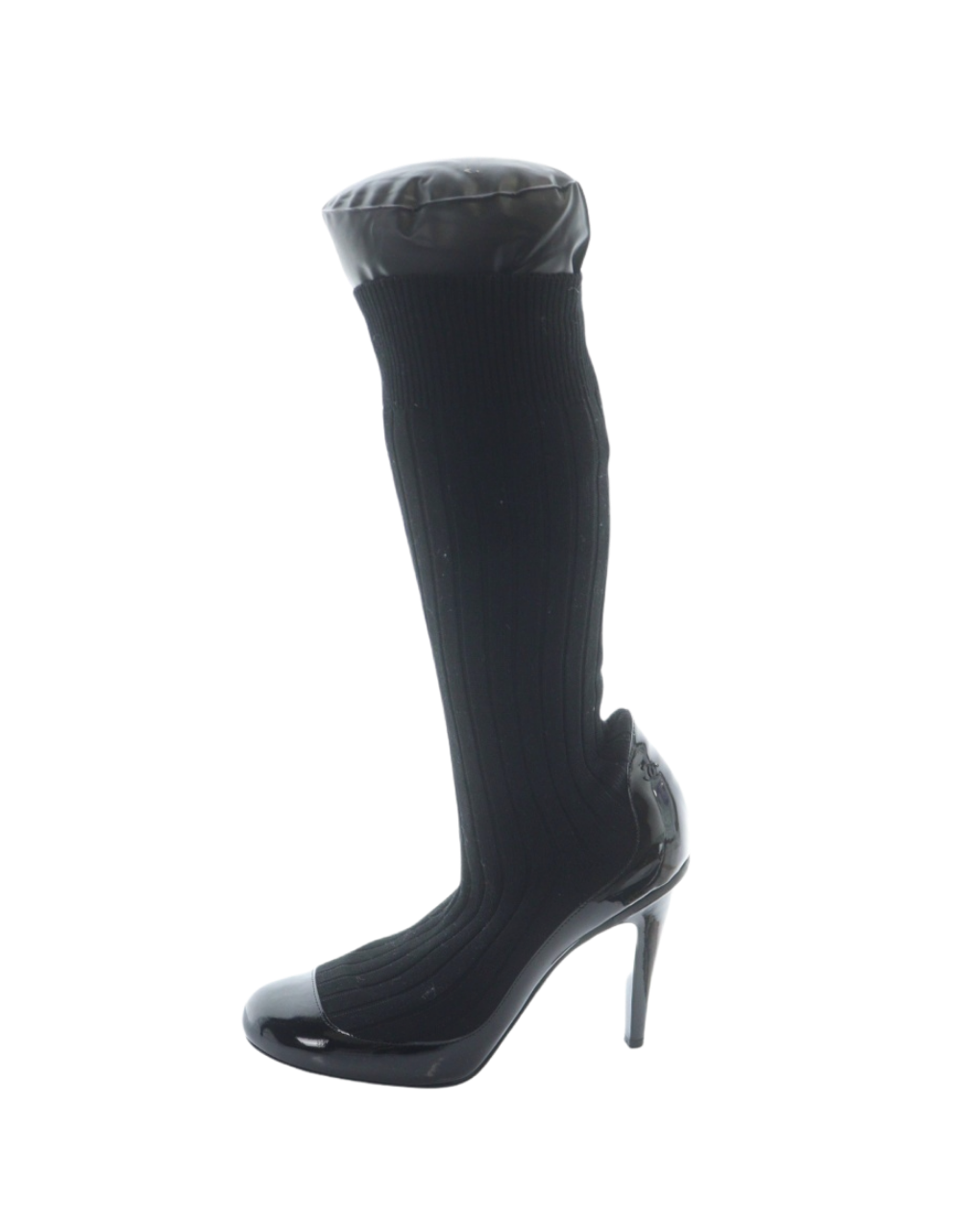 Chanel Patent Leather Heel Legwarmer Boots
