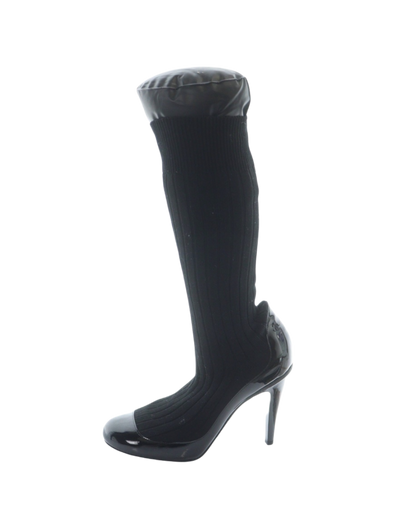 Chanel Patent Leather Heel Legwarmer Boots