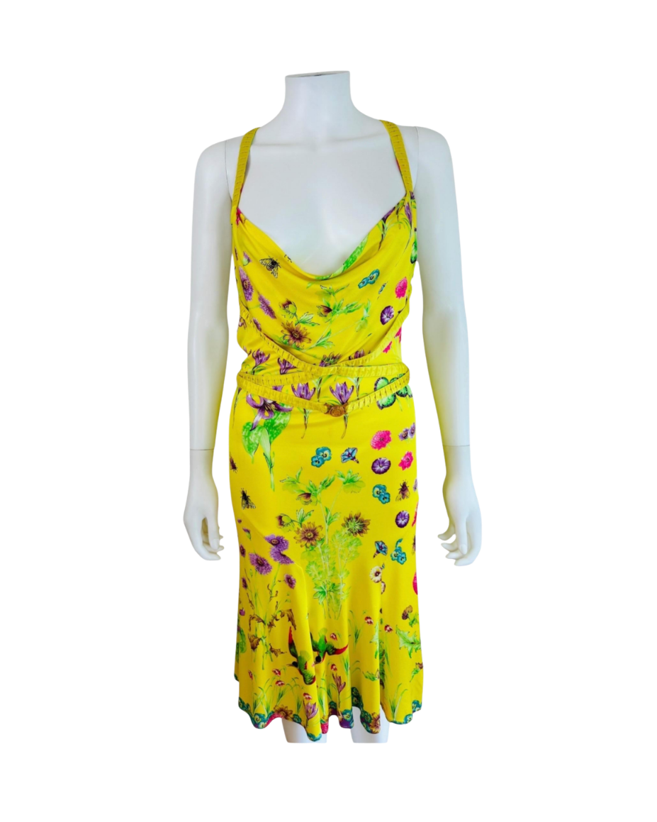 Versace Yellow Floral Medallion Dress