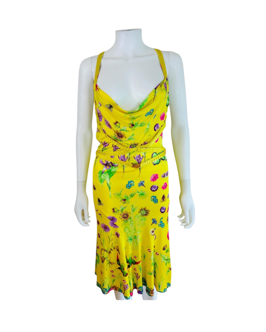 Versace Yellow Floral Medallion Dress