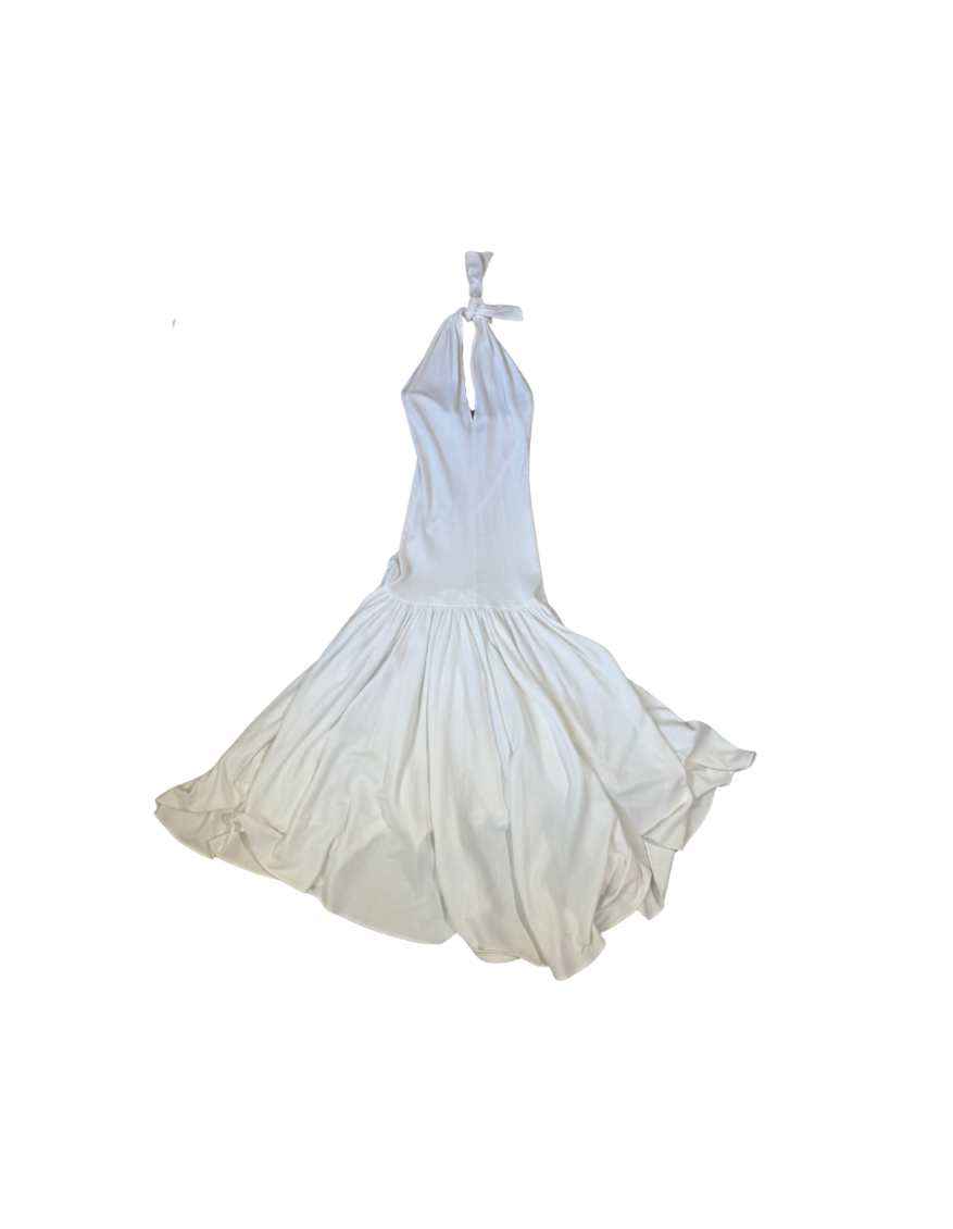Callaghan by Romeo Gigli White Drop Waist Halter Dress