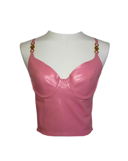 Versace Pink Latex Bustier Crop Top