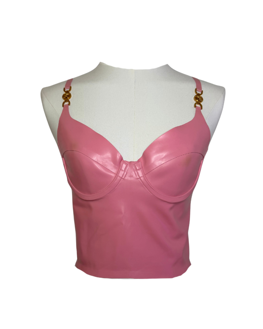 Versace Pink Latex Bustier Crop Top