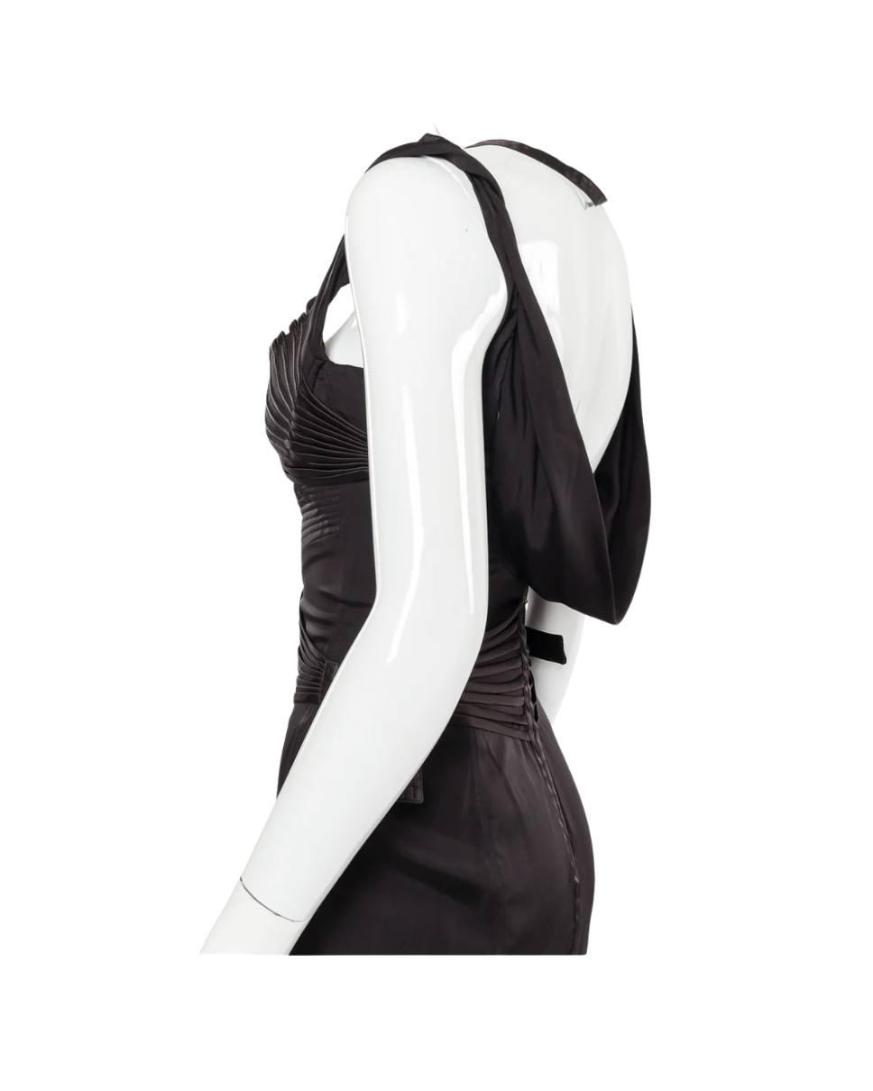 Gucci by Tom Ford Chocolate Brown Silk Corset Dress