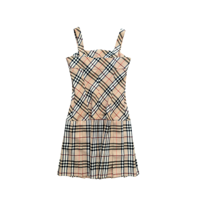 Burberry Blue Label Nova Check Mini Dress w/ Leather Buckle Detail