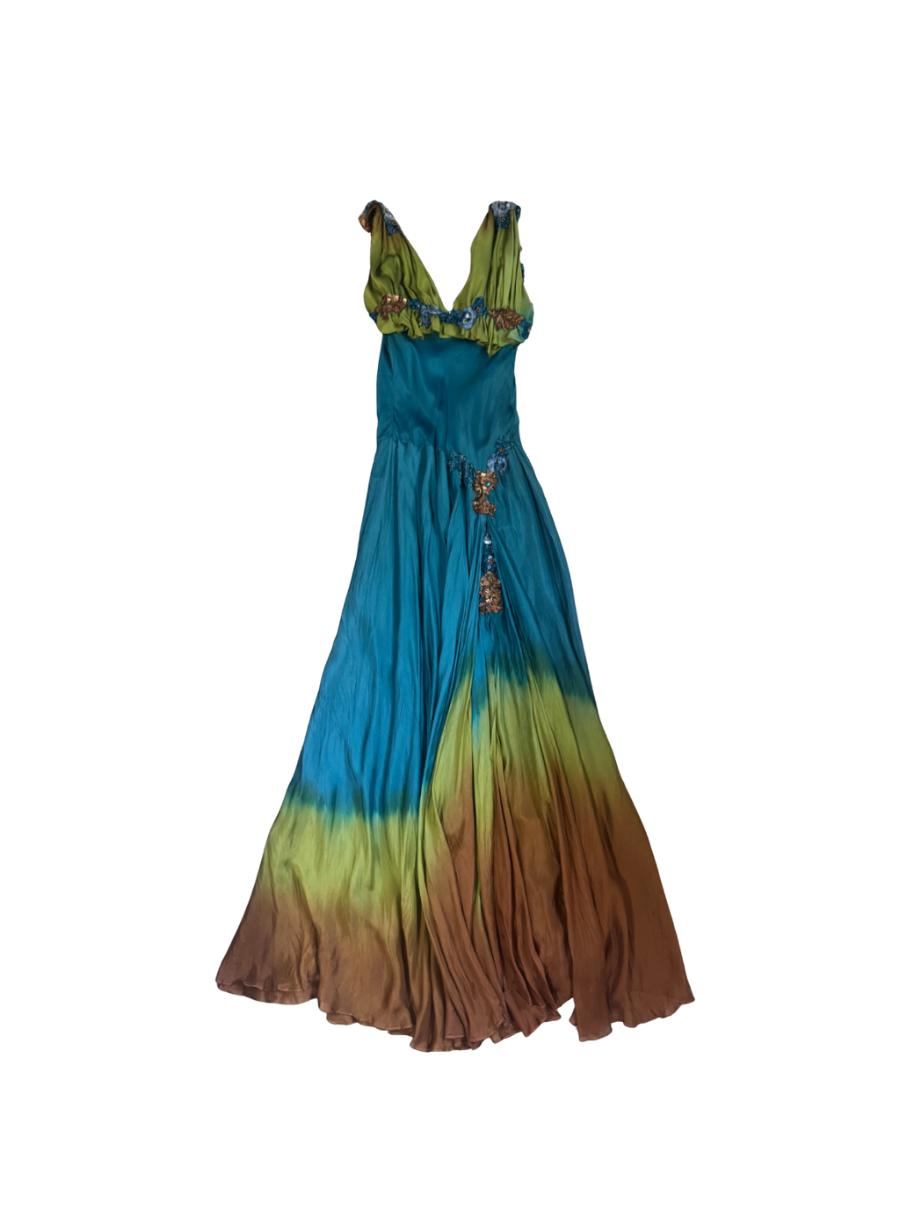 Panos Zinas Ombre Beaded Maxi Dress