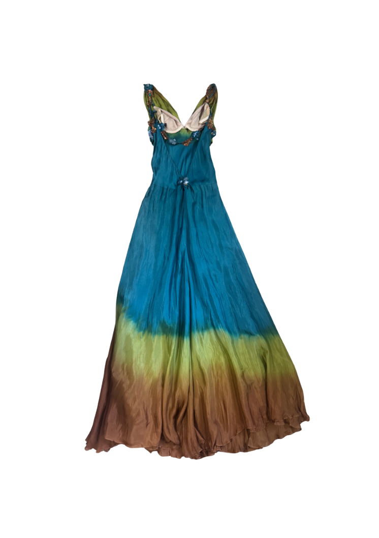 Panos Zinas Ombre Beaded Maxi Dress