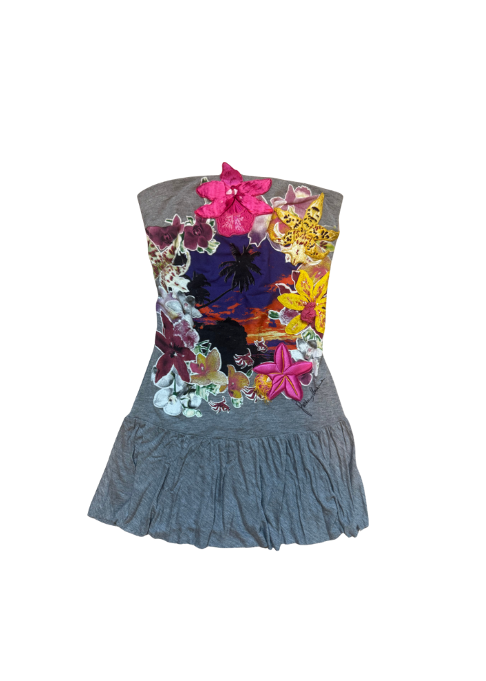 Gaetano Navarra Floral Appliqué Mini Dress