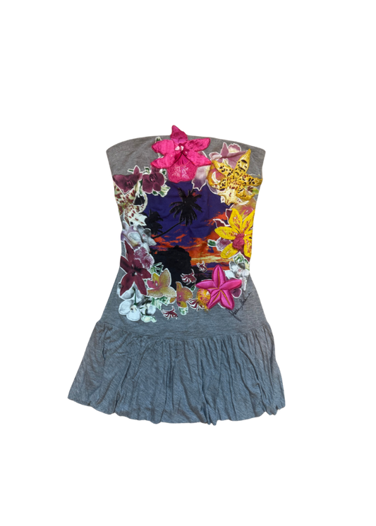 Gaetano Navarra Floral Appliqué Mini Dress