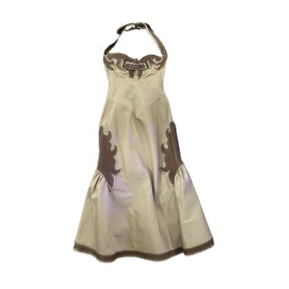 Dsquared² Beige Leather Accent Dress