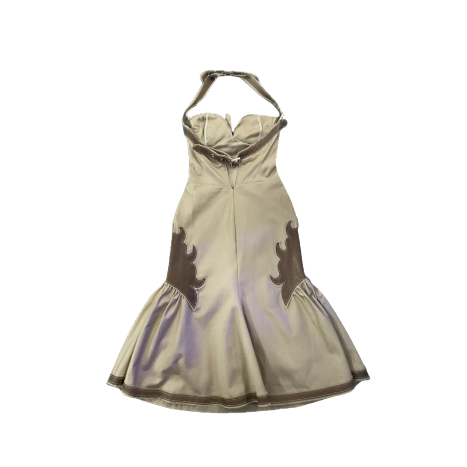 Dsquared² Beige Leather Accent Dress