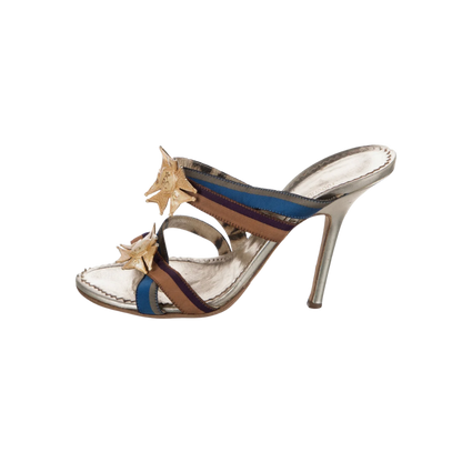 Roberto Cavalli Medallion Heels with Detachable Pearl Ankle Straps