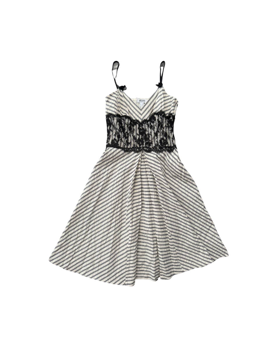 Moschino Cheap & Chic Pinstripe Lace Midi Dress